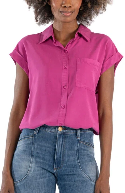 Kut From The Kloth Mickey Cuff Sleeve Shirt In Fuchsia