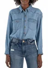 Kut From The Kloth Mika Button Down Long Sleeve Shirt In Medium Wash