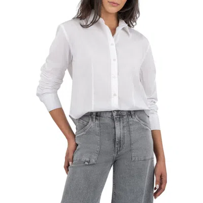 Kut From The Kloth Milla Crop Shirt In Optic White