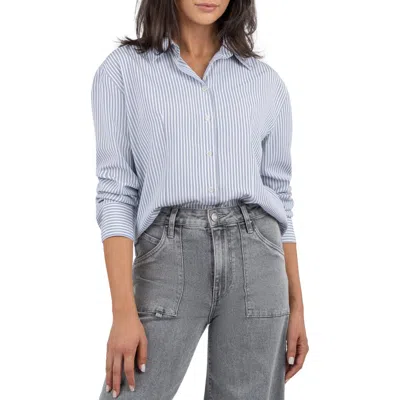 Kut From The Kloth Milla Crop Shirt In White/blue