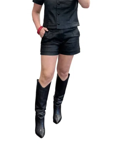 Kut From The Kloth Miranda Coated Shorts In Black In Blue