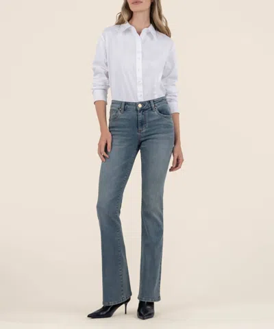 Kut From The Kloth Natalie Mid Rise Flare Pants In Worthy Wash