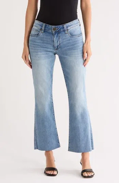 Kut From The Kloth Nikki Raw Hem Mid Rise Ankle Flare Jeans In Blue