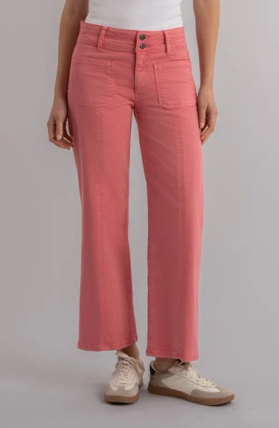 Kut From The Kloth Patch Pocket High Waist Ankle Wide Leg Jeans In Pink