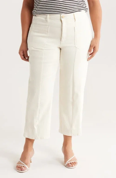 Kut From The Kloth Patch Pocket High Waist Crop Wide Leg Jeans In White