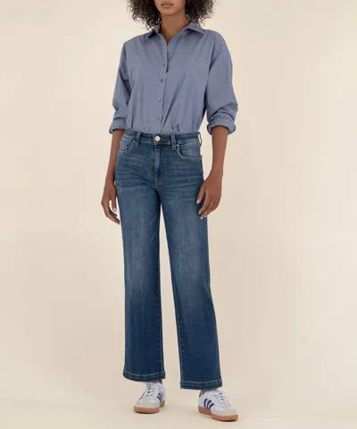 Kut From The Kloth Pattie High Rise Straight Leg Jeans In Razor Medium Base Wash In Blue