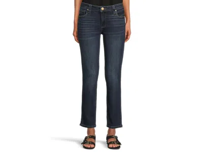 Kut From The Kloth Petite Stevie Mid Rise Straight Leg 5 Pkt Women's Jeans Enchantment: 16p, Cotton/denim/polyester In Blue