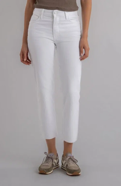 Kut From The Kloth Rachael Fab Ab High Waist Raw Hem Crop Mom Jeans In White