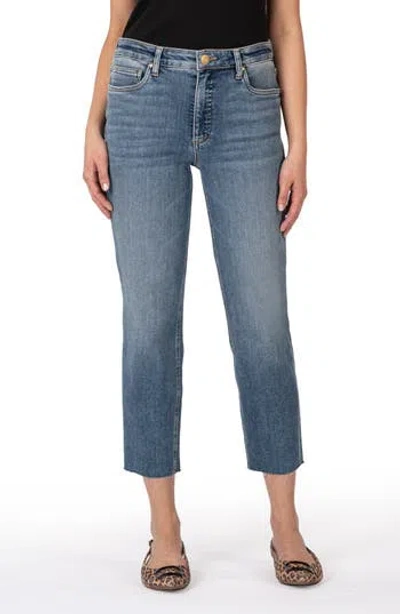 Kut From The Kloth Rachael Fab Ab High Waist Raw Hem Mom Jeans In Exalted W/ Med