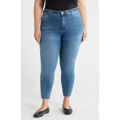 Kut From The Kloth Rachael Fab Ab Raw Hem High Waist Crop Mom Jeans In Blue