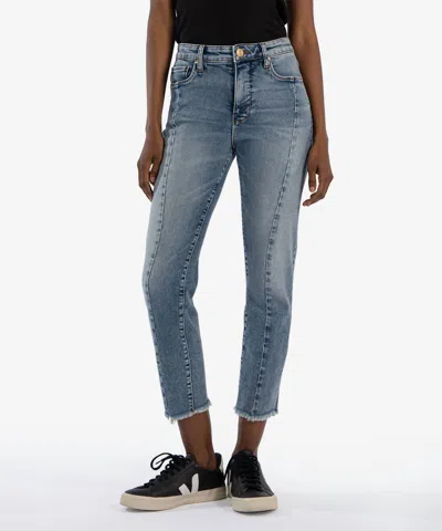 Kut From The Kloth Rachael High Rise Fab Ab Ankle Straight Leg Jeans In Heavenly In Blue