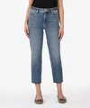 Kut From The Kloth Rachael Fab Ab High Waist Raw Hem Mom Jeans In Multi