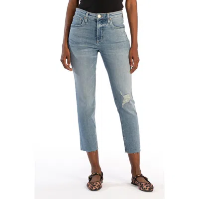 Kut From The Kloth Rachael Ripped High Waist Raw Crop Hem Mom Jeans In Breathtaking