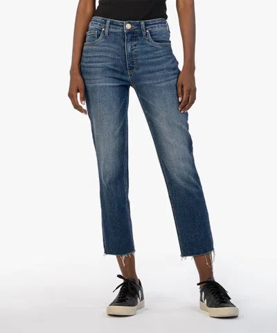 Kut From The Kloth Rachel Raw Hem Jean In Explore Wash In Blue