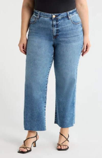 Kut From The Kloth Raw Hem High Waist Ankle Wide Leg Jeans In Blue