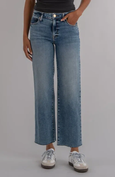 Kut From The Kloth Raw Hem High Waist Ankle Wide Leg Jeans In Blue