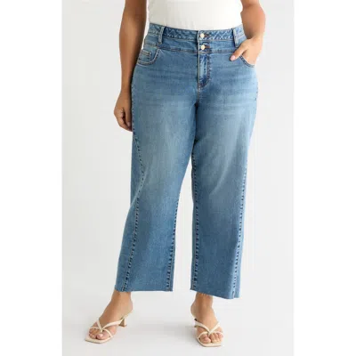 Kut From The Kloth Raw Hem High Waist Wide Leg Jeans In Blue