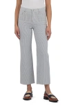 Kut From The Kloth Raw Hem Stripe High Waist Ankle Wide Leg Jeans In Gray