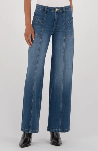 Kut From The Kloth Raw Hem Wide Leg Jeans In Blue