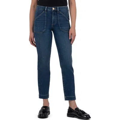 Kut From The Kloth Reese Ankle Slim Straight Leg Utility Jeans In Blue