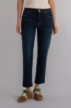 Kut From The Kloth Reese Fab Ab Raw Hem Ankle Slim Straight Leg Jeans In Blue