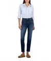 Kut From The Kloth Reese High Rise Ankle Straight Jean In Dark Stone Wash In Blue