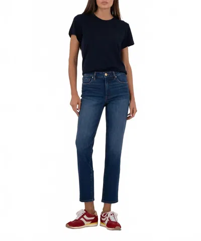 Kut From The Kloth Reese High Rise Fab Ab Straight Jeans In Attain Dark Wash Base In Blue