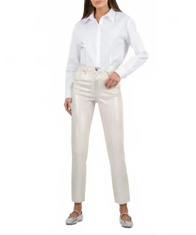 Kut From The Kloth Reese High Rise Metallic Ankle Straight Jean In Silver In Neutral