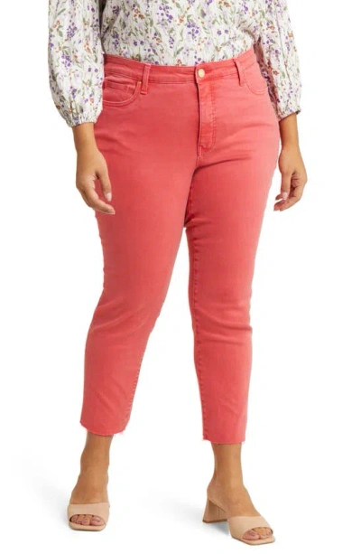 Kut From The Kloth Reese High Waist Raw Hem Straight Leg Ankle Jeans In Strawberry