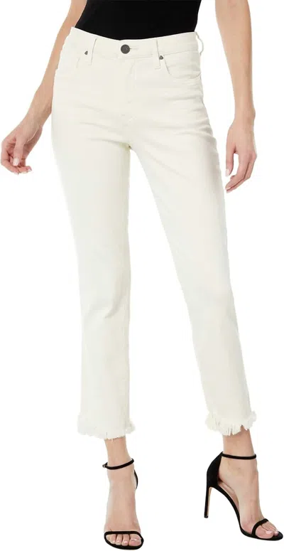Kut From The Kloth Reese High-rise Fab Ab Ankle Straight Raw Hem Jeans In Ecru In White