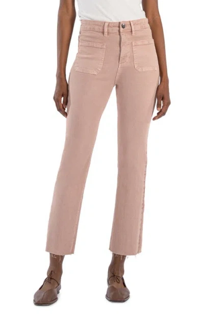 Kut From The Kloth Reese Patch Pocket Raw Hem Crop Slim Straight Leg Jeans In Rose