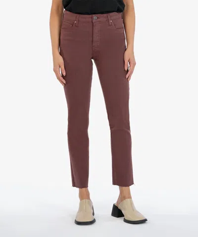 Kut From The Kloth Reese Straight Leg Ankle Jeans In Bordeaux In Brown