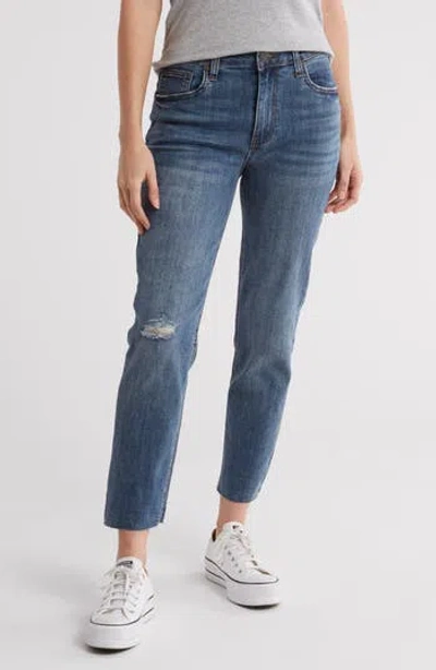 Kut From The Kloth Rena High Waist Raw Hem Mom Jeans In Cotyledon W/med