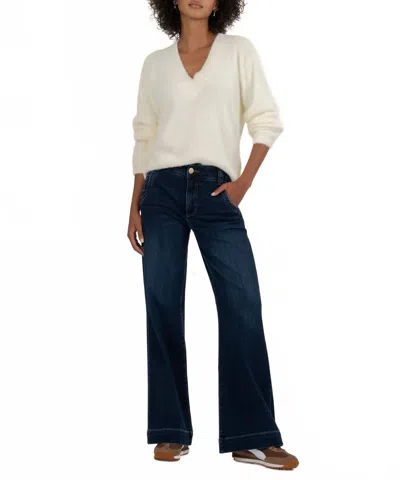 Kut From The Kloth Revel Deep V Boxy Sweater In Ivory In White