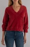Kut From The Kloth Revel Fuzzy V-neck Sweater In Red