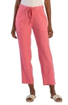 Kut From The Kloth Rosalie Linen Blend Drawstring Ankle Pants In Pink Dawn