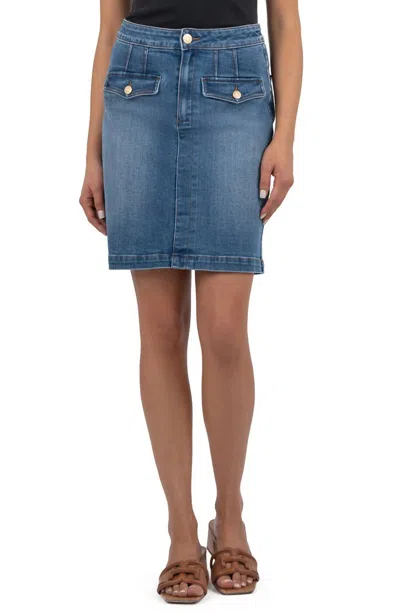 Kut From The Kloth Rosetta Denim Pencil Skirt In Clever In Blue
