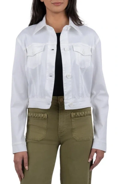 Kut From The Kloth Rumi Crop Denim Trucker Jacket In White