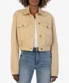 Kut From The Kloth Rumi Crop Denim Trucker Jacket In Green