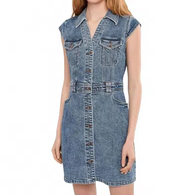 Kut From The Kloth Ruth Denim Front Dress With Flared Sleeve In Smiling In Blue