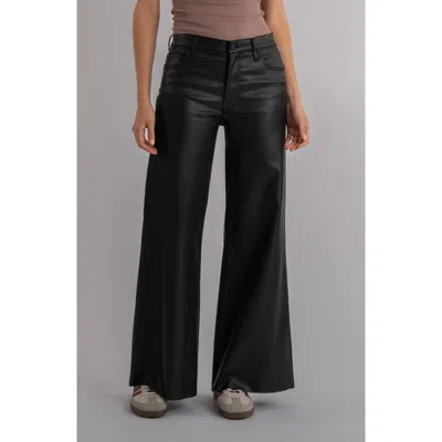 Kut From The Kloth Ryan Fab Ab Coated High Waist Super Wide Leg Jeans In Black