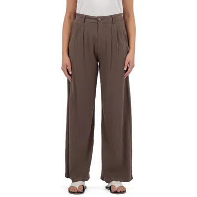 Kut From The Kloth Ryan Wide Leg Linen Blend Pants In Brown