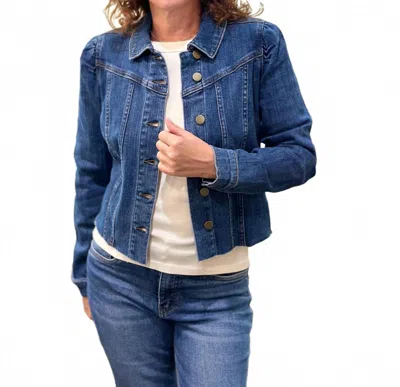 Kut From The Kloth Shaya Crop Denim Jacket In Faithfully In Blue