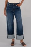 Kut From The Kloth Sienna High-rise Wide Roll-up Jeans In Unspeakable In Blue