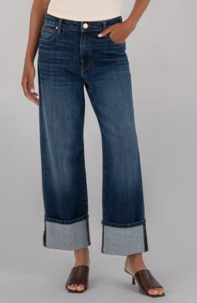 Kut From The Kloth Sienna Cuffed Hem Wide Leg Jeans In Blue