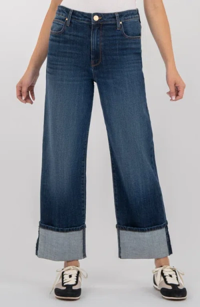 Kut From The Kloth Sienna Cuffed High Waist Relaxed Straight Leg Jeans In Blue