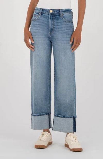 Kut From The Kloth Sienna Cuffed High Waist Relaxed Straight Leg Jeans In Blue