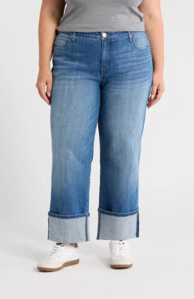 Kut From The Kloth Sienna Cuffed High Waist Wide Leg Jeans In Blue