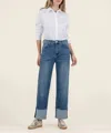 Kut From The Kloth Sienna High Rise Wide Leg Roll Up Jean In Dark Base Wash