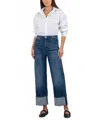Kut From The Kloth Sienna High Rise Wide Leg Roll Up Jeans In Dark Base Wash In Multi